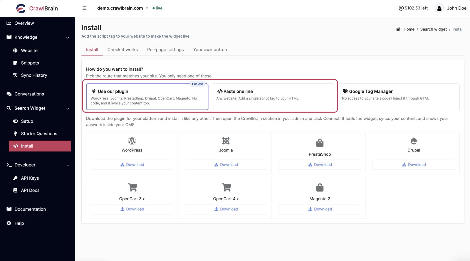 The plugin downloads