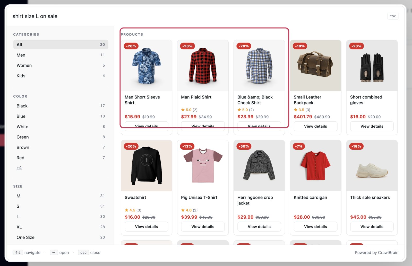 Search results for shirt size L on sale