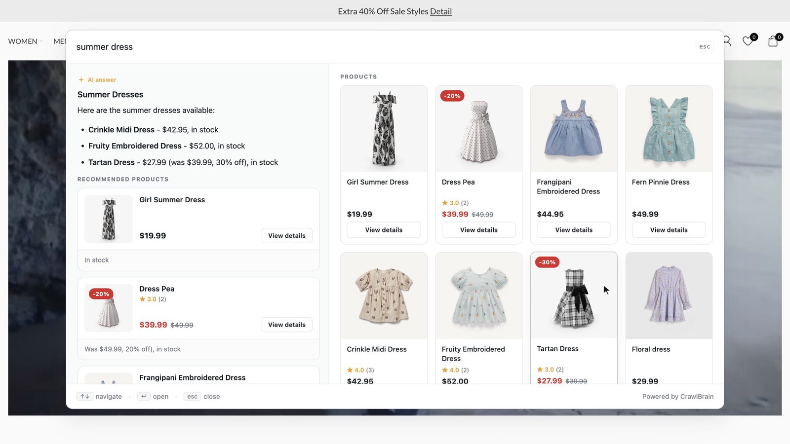 Search on a WooCommerce store