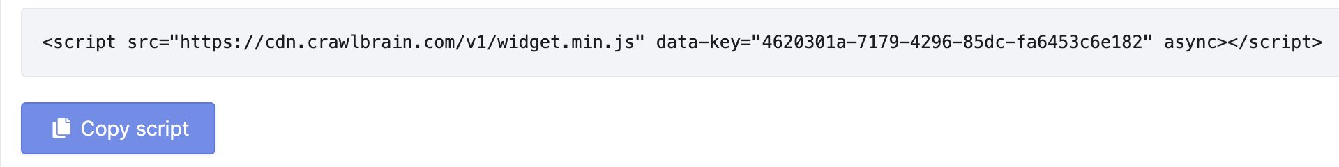 Zoomed in: your script and the Copy script button
